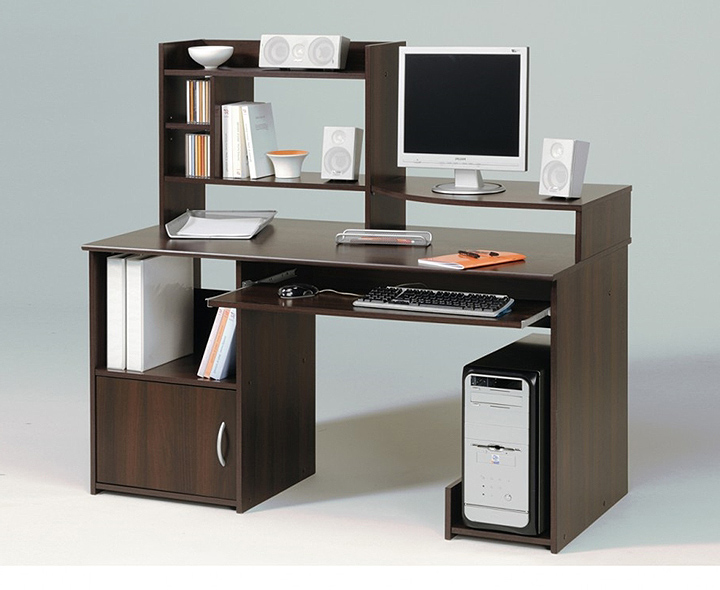 tall computer desk with shelves
