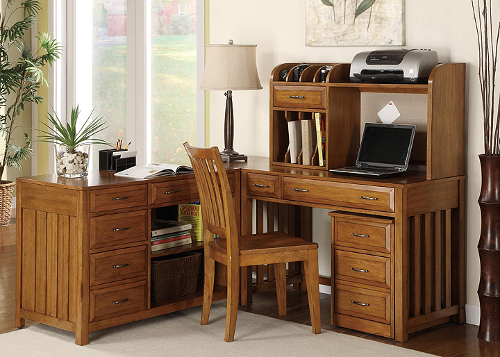 Corner computer desk with file drawer